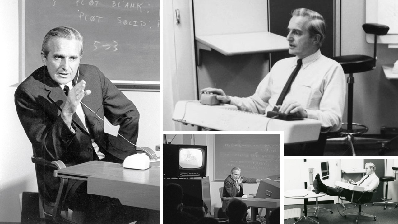 Douglas Engelbart. A demonstração é considerada uma das mais importantes da história da tecnologia, revelando inovações que moldaram a computação moderna. Foi lá que o público viu, pela primeira vez, um mouse de computador, interface gráfica, janelas multitarefa, hipertexto, processamento de texto, videoconferência e muitas outras revoluções.